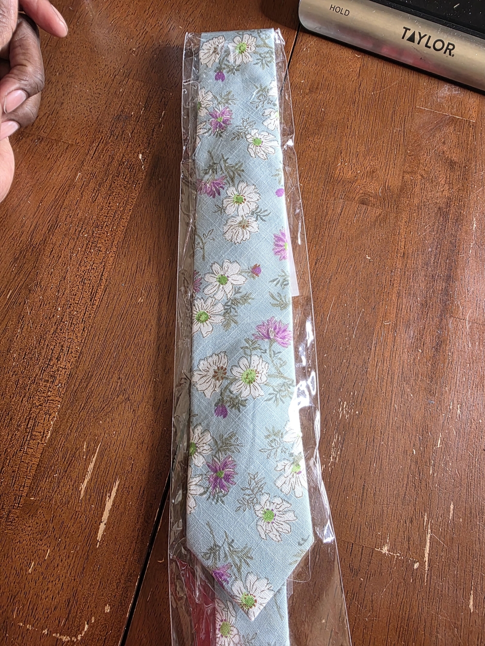 Men's Light Blue Floral Tie Classic Spring Pattern Cotton Floral Neck Tie P1
